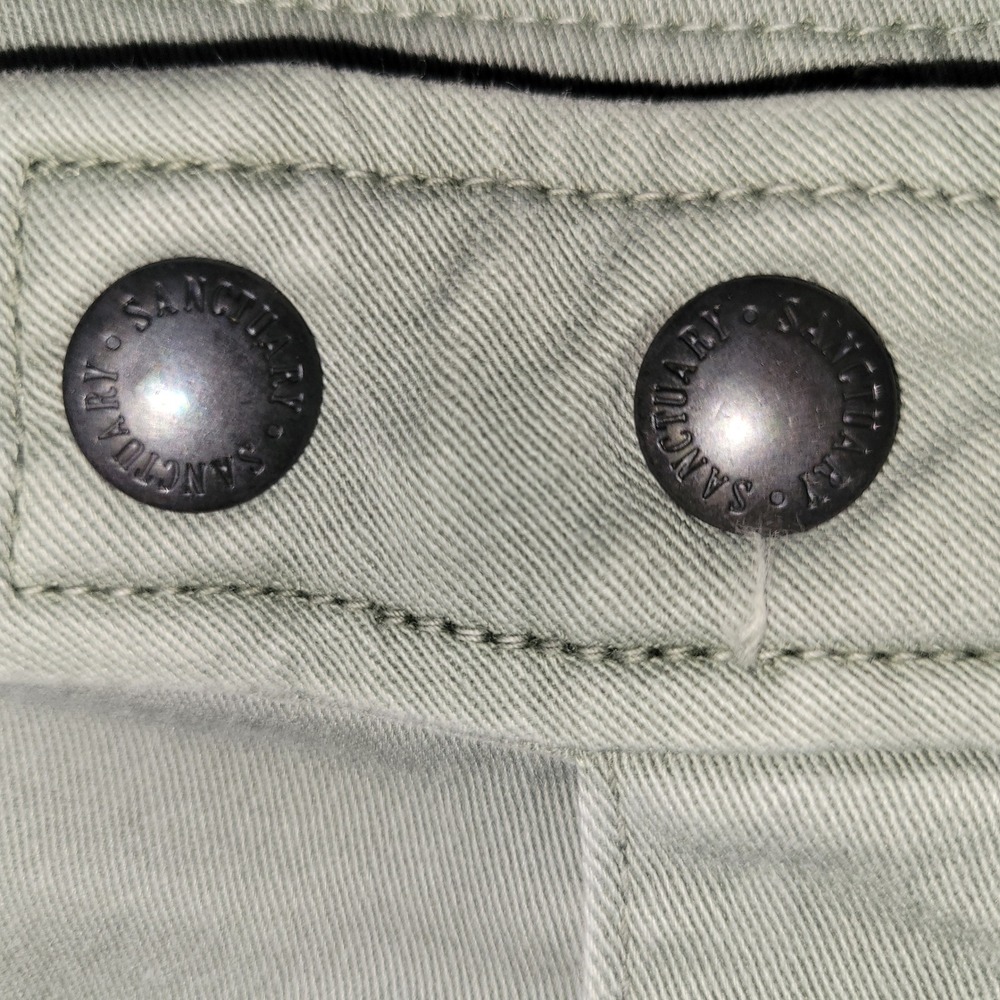 Sanctuary for Anthropologie Sage Green Skinny Moto Pants w/Ankle Zip - Picture 3 of 7